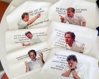 GORDON RAMSAY, tea towel, funny kitchen towel, Gordon Ramsay gift, Hells Kitchen, Idiot Sandwich, Lamb Sauce, funny tea towel