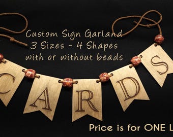 Custom Sign Banner Bunting, Wedding Gift Sign, Wood Sign, Wood Bunting, Wedding Card Banner, Card Box Sign, Custom Wood Bunting, Per Letter