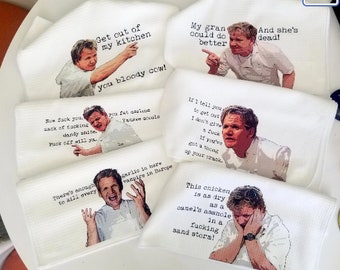 GORDON RAMSAY, tea towel, funny kitchen towel, Gordon Ramsay gift, Idiot Sandwich, Lamb Sauce, funny tea towel