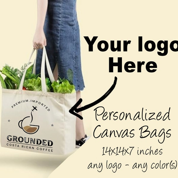 Lots of 5 Personalized Totes, Custom Shopping Bags, Custom Tote, Shopping Bag, Eco Tote, Custom Grocery Tote, Canvas Tote, Personalized Bag