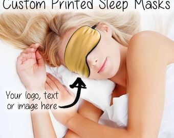 PREMIUM Custom Printed Sleep Mask, Personalized Sleep Mask, Custom Eye Mask, Logo Sleep Mask, Satin Sleep Mask, Dentist Mask, Travel Mask
