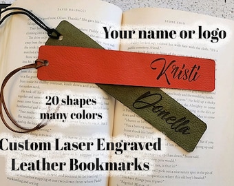 Custom Leather Bookmark, Engraved Bookmark, Personalized Bookmark, Bookmark Gift, Reader Gift, Book Gift, Custom Bookmark, Logo Bookmark