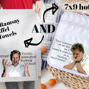 GORDON RAMSAY, tea towel, funny kitchen towel, Gordon Ramsay gift, Hells Kitchen, Idiot Sandwich, Lamb Sauce, funny tea towel, hot pad, mitt