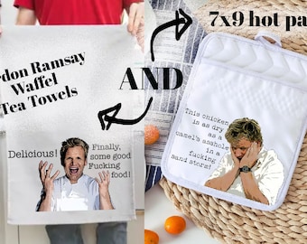 GORDON RAMSAY, tea towel, funny kitchen towel, Gordon Ramsay gift, Hells Kitchen, Idiot Sandwich, Lamb Sauce, funny tea towel, hot pad, mitt