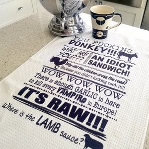 Chef GORDON RAMSAY absorbent micro-fiber tea kitchen bar towel - classic chef swearing rants - original design