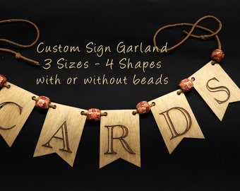 Custom Sign Banner Bunting, Wedding Gift Sign, Wood Sign, Wood Bunting, Wedding Card Banner, Card Box Sign, Custom Wood Bunting