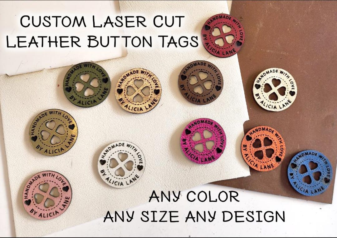 25 Handmade LEATHER Button, Personalized Button, Crochet Button ...