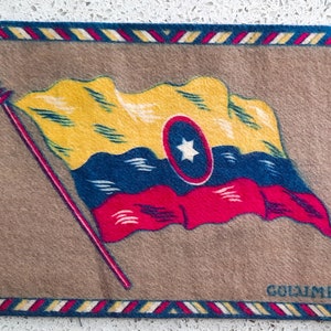 Rare Antique c1914 COLOMBIA Flag B6 Tobacco Felt, Colombian Flag, Cigar Flannel, Flag Felt, Junk Journal, Scrapbook, Felt Flag, Antique Flag
