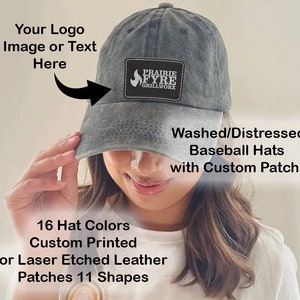 Personalized Baseball Caps, Custom Patches, Custom Hats, Washed Hats, Distressed Hat, Custom Caps, Laser Leather Patch, Distressed Cap