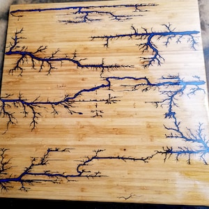 Custom Sized Bamboo Board, Noodle Board, Stove Topper, Lichtenberg Burned, Fractal Burned, Resin Filled, Cutting Board, Lichtenberg Wood