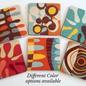 Mid-Century Modern Coasters, Retro Coasters, Boho Coasters, Cocktail Bar Coasters, Geometric Coasters, coaster set, coaster gift