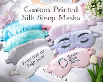 Masque de sommeil imprimé personnalisé, Masque de sommeil personnalisé, Cadeau masque de sommeil, Cadeau de demoiselles d'honneur, Masque de sommeil avec logo, Masque de sommeil en satin, Masque pour les yeux en soie