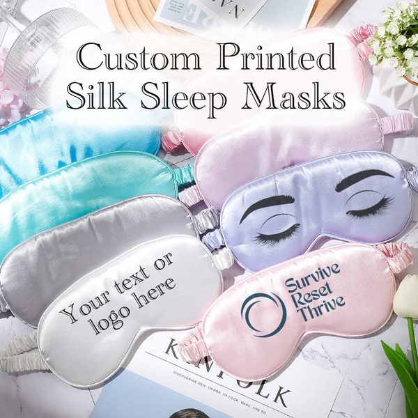 Individuell bedruckte Schlafmaske, personalisierte Schlafmaske, Schlafmaskengeschenk, Brautjungfern Geschenk, Logo-Schlafmaske, Satin-Schlafmaske, Seiden-Augenmaske