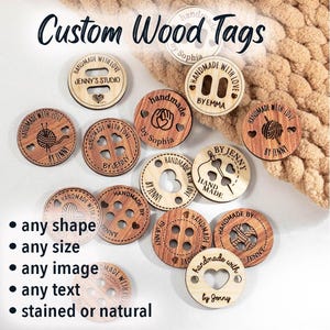 25 Handmade WOOD BUTTONS, personalized button, crochet button, knitting button, handmade button, wooden tag, logo button, personalized tag