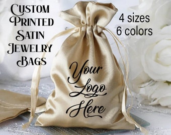 Lot of 5 Personalized Satin Gift Bags, Satin Drawstring Bags, Jewelry Bags, Custom Bags, Satin Gift Bags, Cosmetic Bag, Satin Bag, Wig Bag