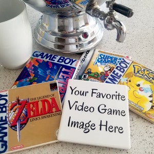 YOU PICK Favorite Video Game Coasters, Game Boy Coasters, Nintendo Coasters, Video Coasters, Personalized Coaster, Coaster Set, 4&quot; tile