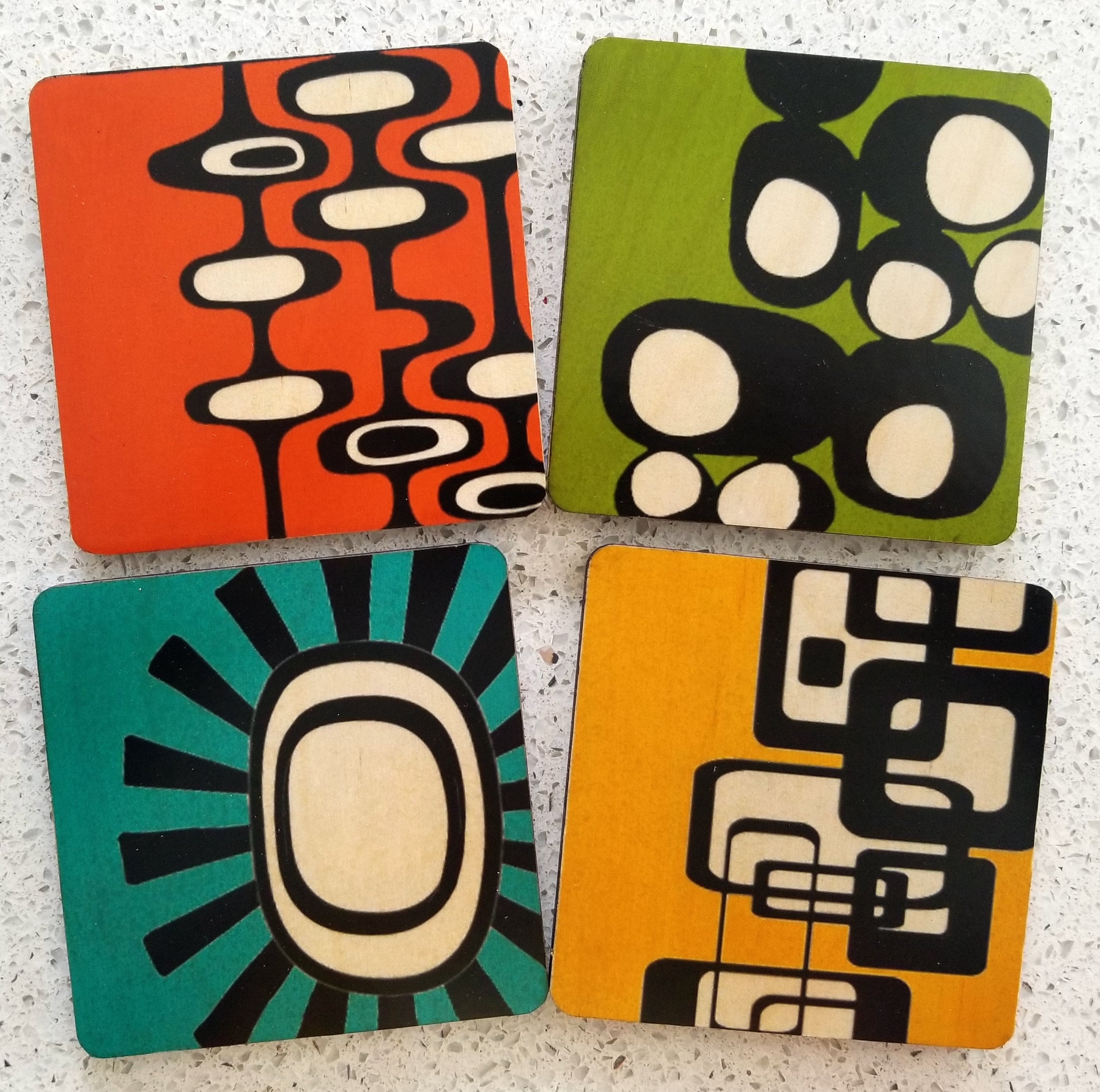 Vintage 1970's, Mart, Citrus, Sunshine Coaster Set with 6