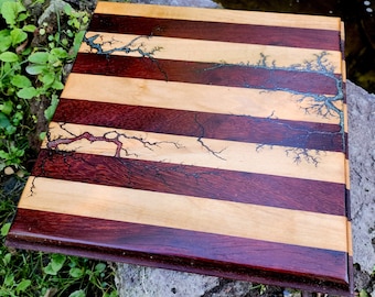 12"x12" Wood Serving Board, Serving Platter, Lichtenberg Burned, Fractal Burned, Resin Filled, Serving Platter, Serving Tray, Cheese Board