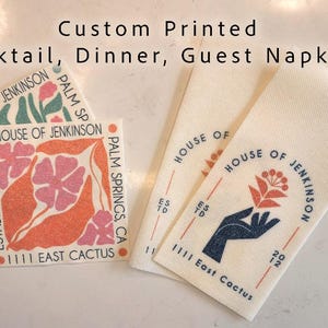 25 Custom Napkins, Linen Feel Napkin, Cocktail Napkin, Luncheon Napkin, Dinner Napkin, Guest Towel, Logo Napkin, Printed Napkin, Linen Like