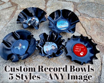 Custom Record Album Bowls, Personalized Record Bowl, Music Gift, Melted Record Bowls, Your Album Cover Bowl, Your Album Cover Record