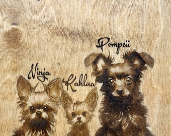 Individuelle Lasergravur Holz Wandbehang, Haustier Portrait, personalisierte Haustier Portrait, Laser geätztes Holz, individuelles Hundeportrait, Haustier Kunst