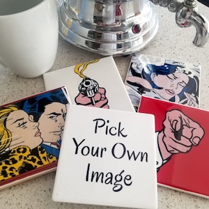 YOU PICK, Roy Lichtenstein Coasters, Pop Art Coasters, Personalized Coasters, Artist Coasters, Mid-Century Modern Coasters - 4&quot; Tile