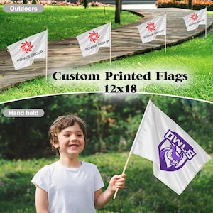 ONE or Lots of 5, 25 or 100 Custom Pennants, 12x18 Flag, Custom Flags, Personalized Flags, Logo Flag, Sports Pennant, Lawn Flag, Yard Flag