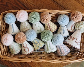 Monthly Milestone Mini Party Hat Set - 12 First Year Birthday Hats
