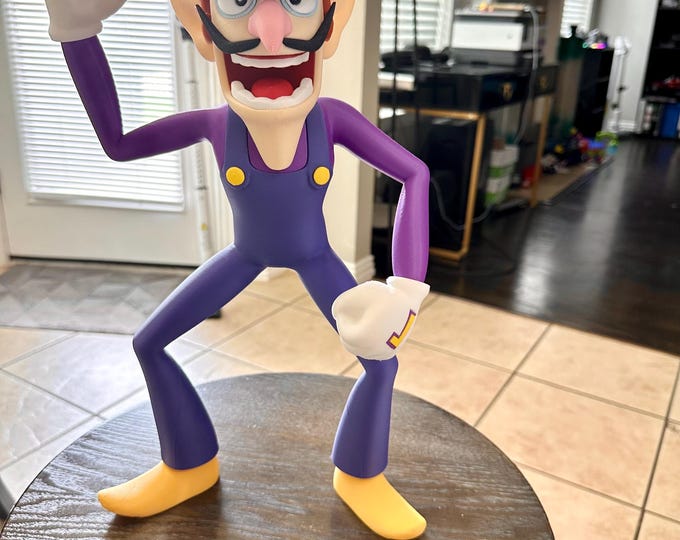 3D Printed Waluigi Figure: Nintendo Fan Art, Retro Gamer Decor
