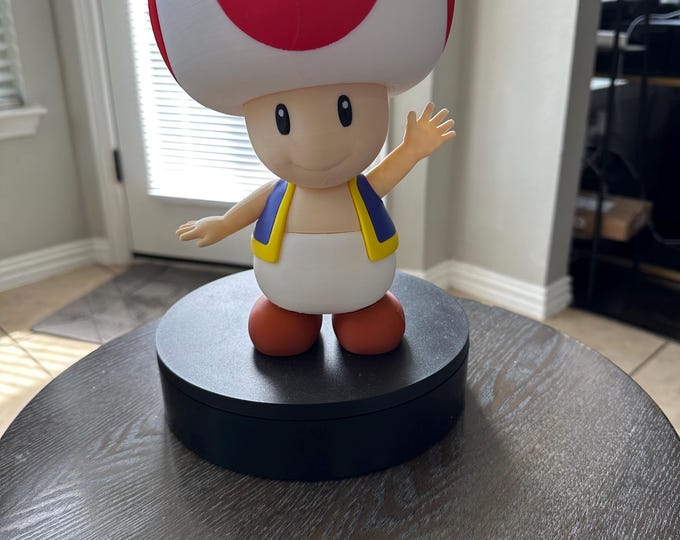 3D Printed Toad Figure: Mario Fan Art, Mushroom Kingdom Decor