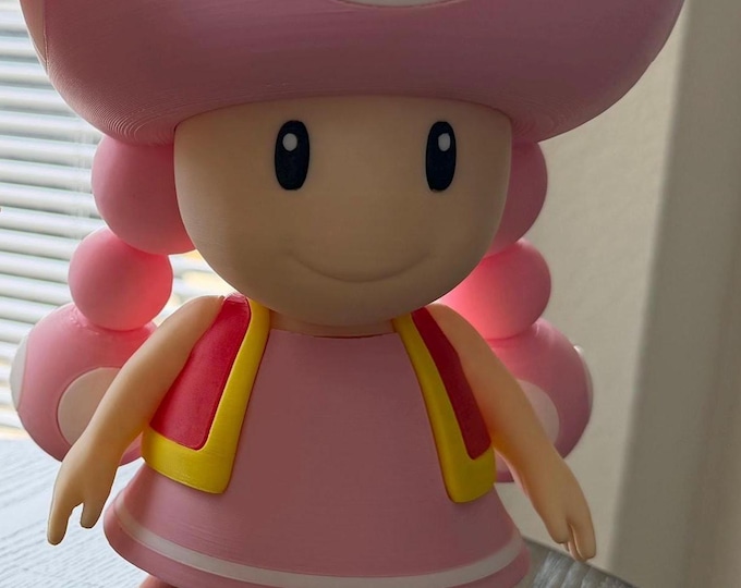 3D Printed Toadette Figure: Mario Fan Art Display, Nintendo Decor
