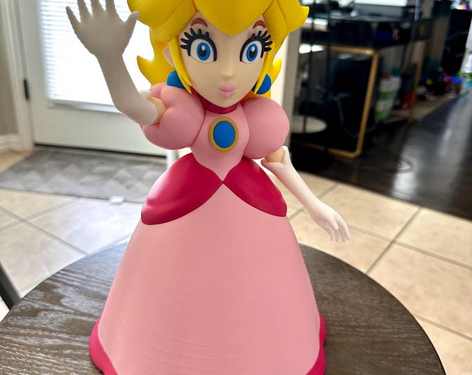 3D Printed Princess Peach Figure: Nintendo Fan Art Collectible