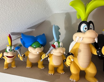 3D Printed Koopalings Bundle: Ludwig, Larry, Lemmy, Iggy - Mario Fan Art Figures