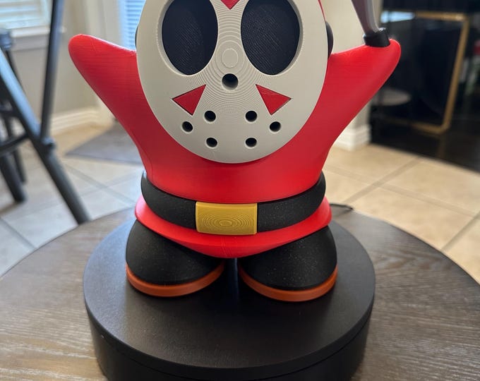 3D Printed Shy Guy Jason Figure – Removable Mask Container, Halloween Fan Art Collectible