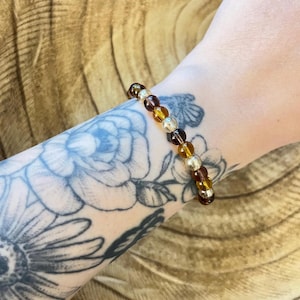 Shades of Autumn Glass Beaded Stretch Braceket