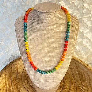 Ritmo Tropical – Collar de cuentas con baño de oro de 18 quilates y rondelle de vidrio con extensor