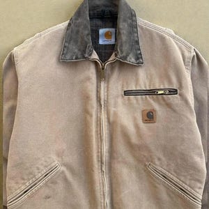 1990s Carhartt Detroit Jacket Khaki – Vintage Canvas Workwear – Unisex Gift image 4