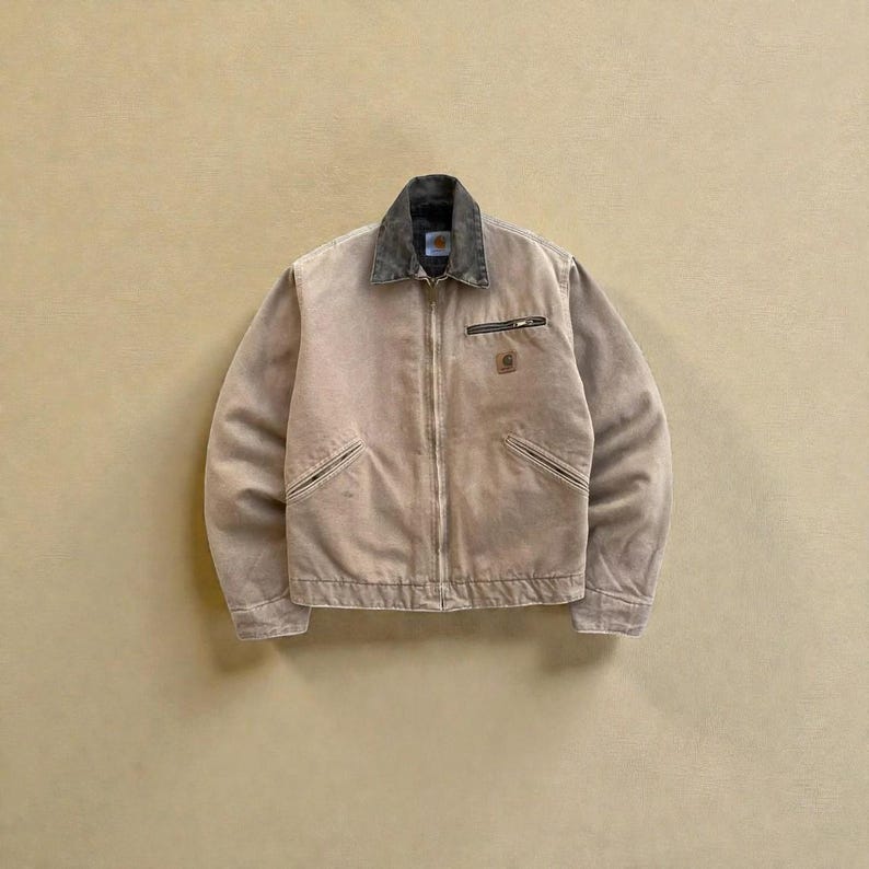1990s Carhartt Detroit Jacket Khaki – Vintage Canvas Workwear – Unisex Gift image 1