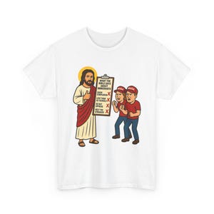 What the Bible Says About Immigrants Woke Jesus Shirt Anti-MAGA T-Shirt Progressive Christian Graphic Tee Too Woke to Function