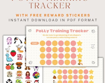 Potty Training Chart for Toddlers – Visual Reward Sticker Chart Bundle – Toilet Training Printable