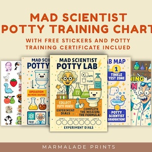 Mad Scientist Potty Training Chart PDF | Reward Sticker Chart + Certificate + Lab Map | Fun Toilet Training Printable for Toddlers