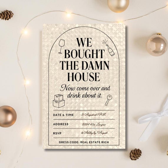 We Bought the Damn House Funny Housewarming Invitation | Editable PowerPoint Template | New Home Party Invite | Instant Printable Download