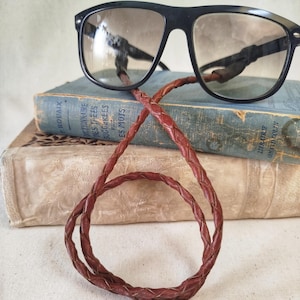 Handcrafted Brown Braided Leather Eyeglass Strap: Lightweight Glasses Cord