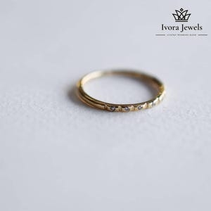 Dainty 925 Sterling Silver Stacking Ring | Minimalist Silver Band Ring | Delicate CZ Accent Ring for Women | Everyday Silver Jewelry Gift