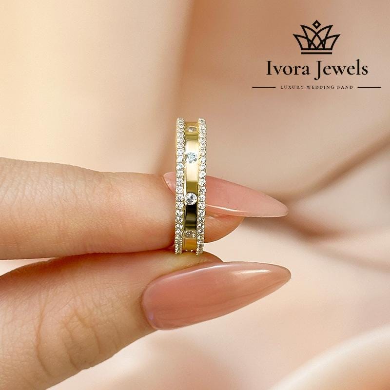 Timeless Diamond Wedding Band | Elegant Gold Ring for Her | Classic Stacking Band | Maxine Jewelry Bridal Ring | Forever Love Jewelry