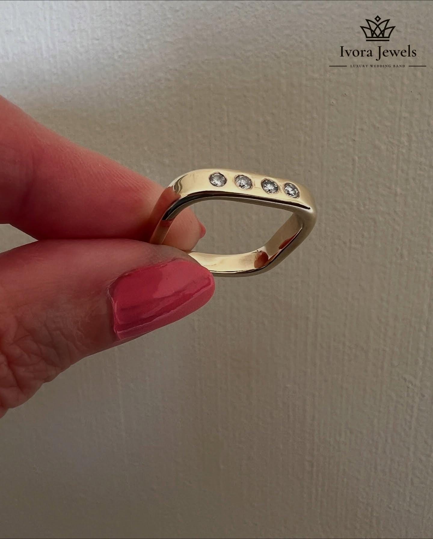 Handmade Sterling Silver Chunky Square Ring: CZ Diamond Geometric Band