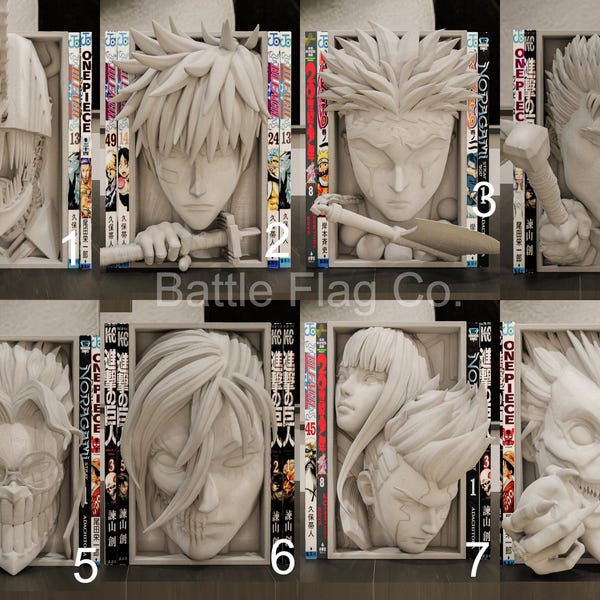 Anime and Manga-Inspired (47) Book Nooks - Unique 3D Printed Movie Bookend Unique Gift Holiday Birthday Christmas Special Bookshelf Display