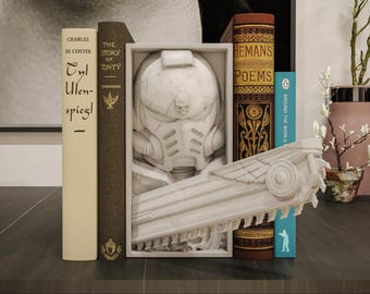 Blue Space Warrior Marine Boardgame Book Nooks - Unique Bookend Unique Gift Holiday Birthday Christmas Book Shelf Decor