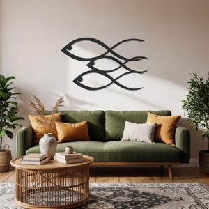 Fish School Metal Wall Art: Coastal Ocean Silhouette Decor