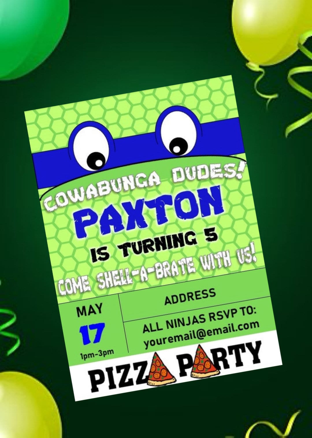 Ninja Turtle Birthday Invitation - Etsy